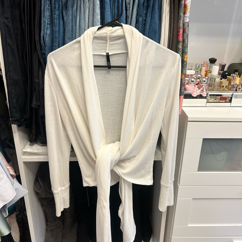 White Tie Front Sweater